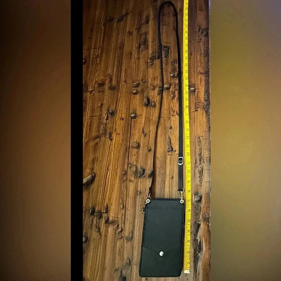 NWT Black Leather Cell iPhone Crossbody Cell Phone Bag Case Credit Card Slots - Picture 7 of 7